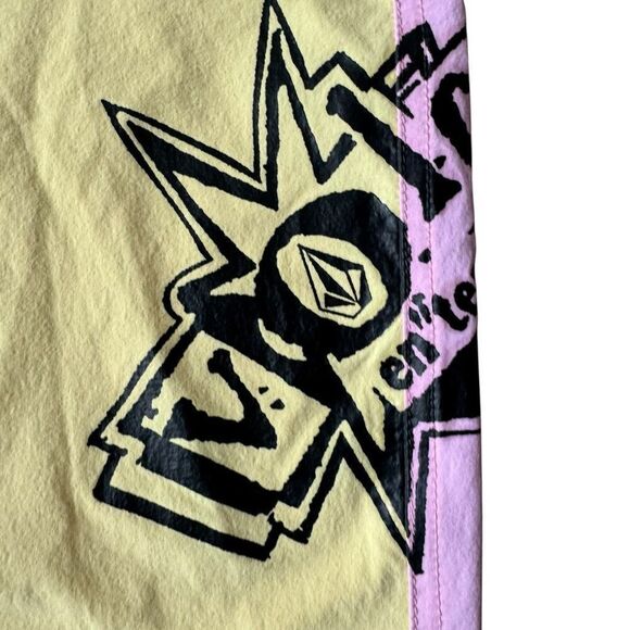 Volcom Board Shorts Black Yellow Pink Liberators V-ENT Surfing Beach SZ 28 #2502 - Picture 2 of 11
